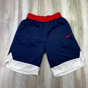 Nike Shorts Mens Medium Blue Red White Training Gym Basketball Swoosh Dri-Fit